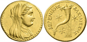 Ptolemy III Euergetes, 246 – 221 
In the name of Berenice. Pentadrachm, Alexandria circa 246-222, AV 21.38 g. Diademed and veiled bust of Berenice II...