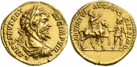 Septimius Severus, 193 – 211 
Aureus 196-197, AV 7.22 g. L SEPT SEV PERT – AVG IMP VIII Laureate head r. Rev. ADVENTVI – AVG FELI – CISSIMO Septimius...