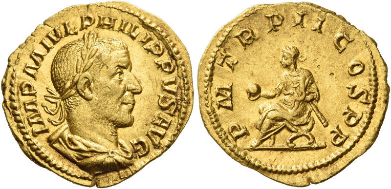 Philip I, 244 – 249 
Aureus circa 246, AV 4.56 g. IMP M IVL PHILIPPVS AVG Laure...