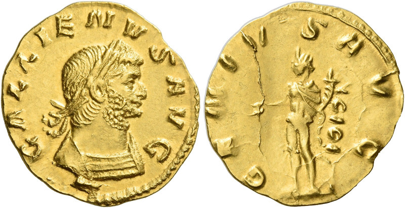 Gallienus, 253 – 268 
Aureus 260-261, AV 2.45 g. GALLIENVS AVG Laureate and cui...