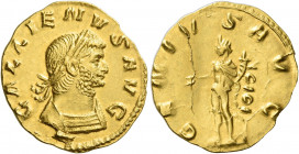 Gallienus, 253 – 268 
Aureus 260-261, AV 2.45 g. GALLIENVS AVG Laureate and cuirassed bust r. Rev. GENIVS AVG Genius standing l., modius on head, hol...