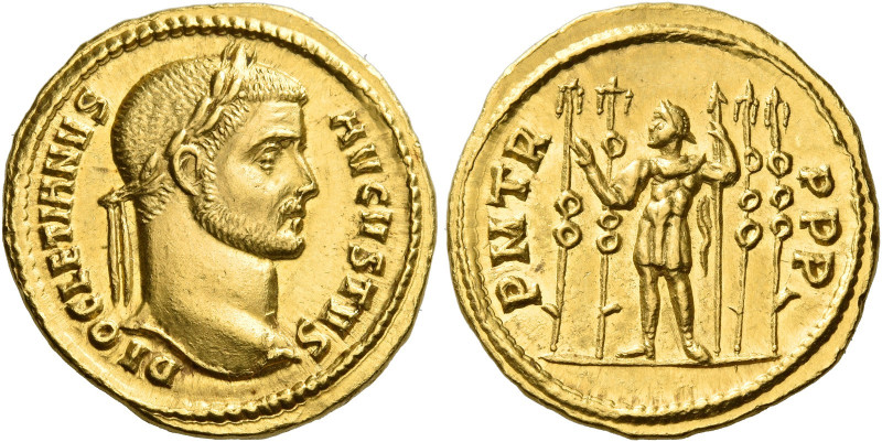 Diocletian, 284 – 305 
Aureus, Cyzicus 286, AV 5.44 g. DIOCLETIANVS – AVGVSTVS ...