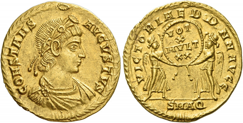 Constans augustus, 337 – 350 
Solidus, Aquileia 340-350, AV 4.50 g. CONSTANS – ...