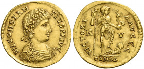 Constantius III, 8th February – 2nd September 421 
Solidus, Ravenna 421, AV 4.44 g. D N CONSTAN – TIVS P F AVG Rosette-diademed, draped and cuirassed...