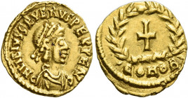 Libius Severus, 461-465
Tremissis, Mediolanum 461-465, AV 1.45 g. D N LIBIVS SEVERVS PERPE AVG Pearl-diademed, draped and cuirassed bust r. Rev. Cros...