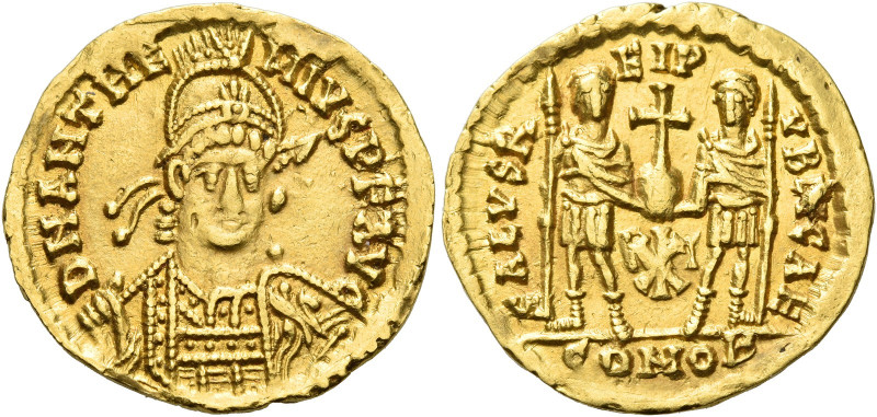 Anthemius, 467 – 472 
Solidus 468, AV 4.42 g. D N ANTHE – MIVS P F AVG Helmeted...