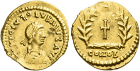 Olybrius, March (?) – 23 October 472 
Tremissis, Mediolanum March (?)-23 October 472, AV 1.44 g. [D N] ANICIVS (S reverted) OLVBRIVS (S reverted) AVG...