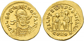 Leo II and Zeno, 9th February – 17th November 474 
Solidus, Constantinopolis 474, AV 4.47 g. D N LEO ET Z – ENO P P AVG Helmeted, pearl-diademed and ...