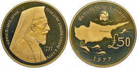 Cyprus 
Republic. Archbishop Makarios, 1913-1977. Proof AV 50 Pounds, 1977, London mint, 0.411oz (KM47).
Includes original case of issue, uncirculat...