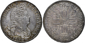France 
1/2 Ecu, 1690 B, Rouen mint (Gad. 184).
A well-struck example, extremely fine with a beautiful cabinet tone

Graded MS61 NGC