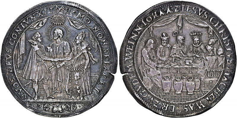 Germany 
Lübeck, Marriage silver medal of 1/2 Taler, no date, struck c. 1600, 1...