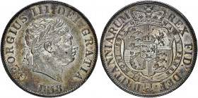 Great Britain 
Halfcrown, 1818 (Seaby 3789).
Wonderful light grey and rainbow toning with lustrous surfaces

Graded MS61 NGC