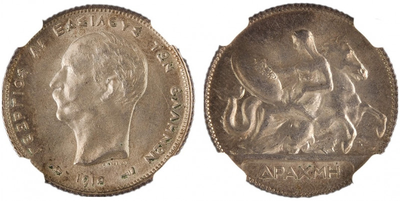 Greece 
1 Drachma, 1910, Second Type, Paris mint (KM60; Divo 54a; IV24).
A sup...