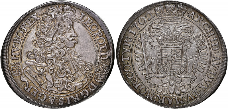Hungary 
Leopold I, 1657-1705. 1/2 Taler, 1702 KB, Kremnitz mint (Hus 1404; KM2...