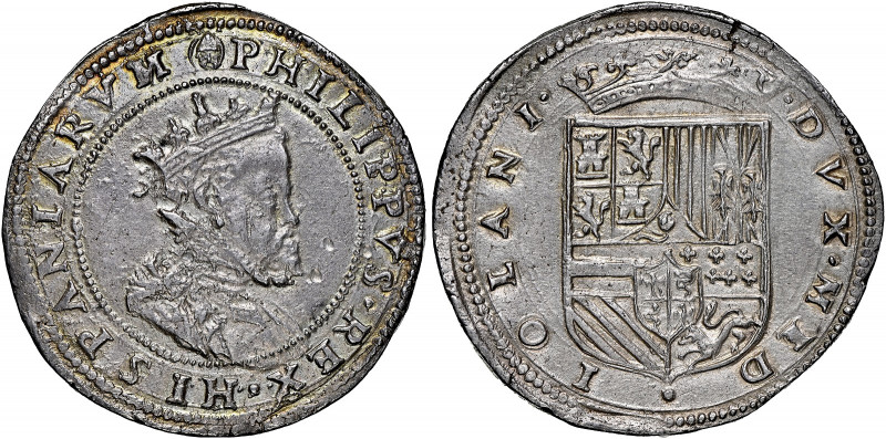 Milan 
Philip II of Spain, 1554-1598. 1/2 Scudo, no date. Crowned bust right. R...