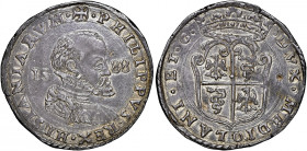 Milan 
1/2 Scudo, 1588 (Crippa 26C).
Struck on a broad flan, with full legends. A strong portrait, great eye
appeal and amongst the finest specimen...