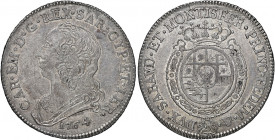 Savoia 
Carlo Emanuele III, 1730-1773. 1/2 Scudo for Sardinia, 1764 (KM47).
A good very fine specimen with light grey toning

Graded AU53 NGC