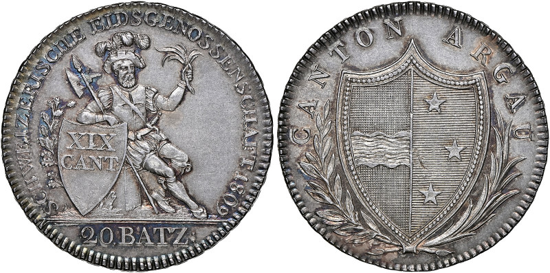 Switzerland 
Aargau. 20 Batzen, 1809, Berne mint (HMZ 2-20b).
Pristine surface...