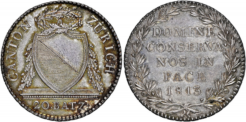Switzerland 
Zürich. 20 Batzen, 1813 B, Zürich mint (HMZ 2-1173a).
Mint state ...