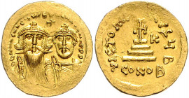 Byzanz Heraclius 610-641 Solidus Konstantinopel (613-630) [dd NN hERACLIVS ET HERA CONST PP AVG]Büsten von Heraclius (links) und Heraclius Constantinu...