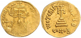 Byzanz Constans II. 641-668 Solidus Konstantinopel (651-654) d N CONSTANTINVS [PP AVG] Drapierte Büste von vorn mit Krone und Reichsapfel / VICTORIA A...