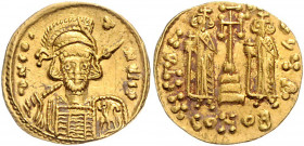 Byzanz Constantin IV. Pogonatus 668-685 Solidus Konstantinopel (674-681) dN COI T NYSP Geharnischte Büste mit Helm und Speer / VICTOA [..] VY A (Delta...