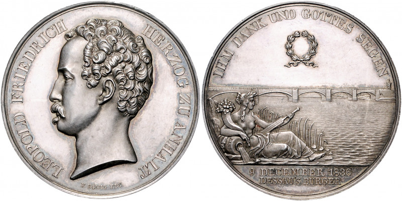 Anhalt - Dessau Leopold Friedrich 1817-1871 Silbermedaille 1836 (v. König) auf d...
