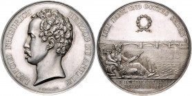 Anhalt - Dessau Leopold Friedrich 1817-1871 Silbermedaille 1836 (v. König) auf die Erbauung der Elbbrücke in Dessau Mann 956. 
min.Rf., 44,0mm 35,2g ...