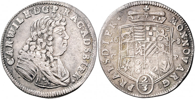 Anhalt - Zerbst Carl Wilhelm 1667-1718 2/3 Taler 1678 CP Dav. 202. Mann 252c. Th...