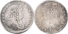 Anhalt - Zerbst Carl Wilhelm 1667-1718 2/3 Taler 1678 CP Dav. 202. Mann 252c. Thormann -. 
 gutes ss