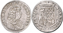 Anhalt - Zerbst Carl Wilhelm 1667-1718 2/3 Taler 1679 CP Dav. 202. Mann 253. Noss -. 
 ss