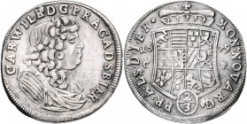 Anhalt - Zerbst Carl Wilhelm 1667-1718 2/3 Taler 1679 CP mit Stern am Ende der Rückseiten-Umschrift Dav. 202. Mann 253i. Noss -. 
 ss-vz