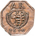 Anhalt - Zerbst Carl Wilhelm 1667-1718 8-eckige Accise-Marke 1680 einseitig Amt Roßlau Mann 278. 
 ss