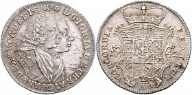Anhalt - Zerbst Johann Ludwig und Christian August 1742-1747 2/3 Taler 1742 auf den gemeinsamen Regierungsantritt Dav. 206. Mann 352. 
kl.Sf. ss-vz