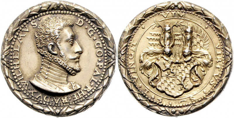 Bayern Wilhelm V. der Siegreiche 1546-1592 Vergoldete Silbermedaille 1568 auf se...