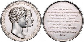 Bayern Maximilian I. Joseph 1806-1825 Silbermedaille 1810 (v. Losch) auf den Besuch des Prinzenpaares in Innsbruck Witt. 2620. Slg. Mont. 2377. 
35,7...