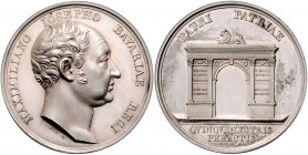 Bayern Maximilian I. Joseph 1806-1825 Silbermedaille 1824 (v. Losch) auf sein 25-jähriges Regierungsjubiläum Witt. 2519. 
47,5mm 43,7g f.st