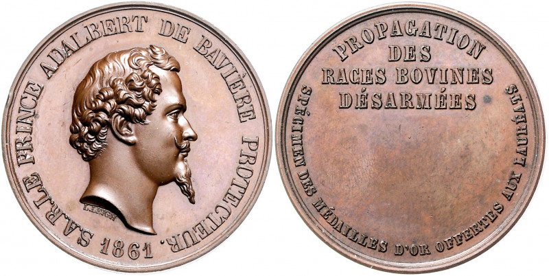 Bayern Maximilian II. 1848-1864 Bronzemedaille 1861 (v. Leigh) Verdienstmedaille...