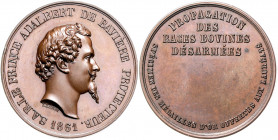 Bayern Maximilian II. 1848-1864 Bronzemedaille 1861 (v. Leigh) Verdienstmedaille für die Verbreitung hornloser Rinderrassen Hauser 536. Witt. 2924. 
...