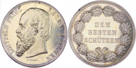 Bayern Prinzregent Luitpold 1886-1912 Silbermedaille o.J. (v. Börsch) DEM BESTEN SCHÜTZEN Witt. 3033. Peltzer 1774. 
38,7mm 33,2g (von polierten Stem...