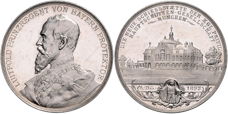 Bayern Prinzregent Luitpold 1886-1912 Silbermedaille 1893 (v. Börsch/Pfann) auf ...