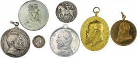 Bayern - Lot von 7 Stücken: Miniatursilbermedaille 1825 'Heil dem König' zum Regierungsantritt von Ludwig I. (14,4mm 1,7g), Silbermedaille 1908 'Oktob...