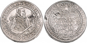 Brandenburg in Franken - Bayreuth Christian 1603-1655 Taler 1624 Dav. 6265. Wilm. -. Slg. Grüber 3457. 
Sf.a.Rs., gereinigt f.vz