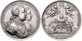 Brandenburg in den Marken - Preussen Friedrich II. der Große 1740-1786 Silbermedaille 1767 (v.Moelingen) auf die Vermählung der Prinzessin Friederike ...
