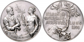Brandenburg in den Marken - Preussen - Berlin Silbermedaille 1896 (v. Haseroth) Prämie der Gewerbeausstellung Slg. Marienbg. 7066. 
50,3mm 50,6g vz-s...