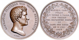Frankfurt - Stadt Bronzemedaille 1835 (v. Voigt) für das 50-jährige Dienstjubiläum des Oberpostmeisters Alexander Freiherr von Vrints-Berberich, verli...