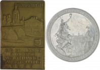 Frankfurt - Stadt Lot von 2 Stücken: Alu-Medaille 1891 (v. Oertel/Kirchbach) auf die Internationale Elektrotechnische Ausstellung (vz-st 50,0mm 12,8g)...