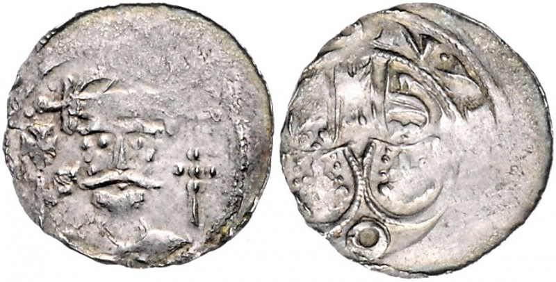 Goslar - Königliche Münzstätte Heinrich IV. 1056-1106 Denar o.J. Kopf von vorn m...