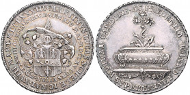 Hamburg Silbermedaille 1751 sog. 'Bürgermeisterpfennig' auf den Tod von Bürgermeister Martin Lucas Schele, mit schrägem Riffelrand Ruffert 7511. Gaed....