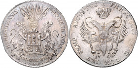 Hamburg Reichstaler 1764 O.H.K. (48 Schilling) mit Titel Franz I. Dav. 2285. Gaed. 529. 
hübsche Patina, kl. Zainende vz